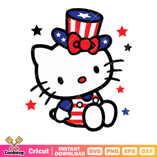America Hello kitty svg, red bow tie svg, starry night svg