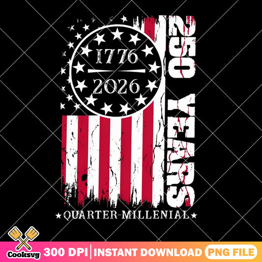 America 250 Years Quarter Millennial PNG, 1776 2026 PNG, 4th Of July PNG