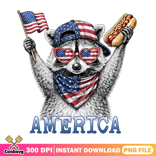 America Raccoon 4th Of July PNG, Patriotic Raccoon PNG, USA PNG