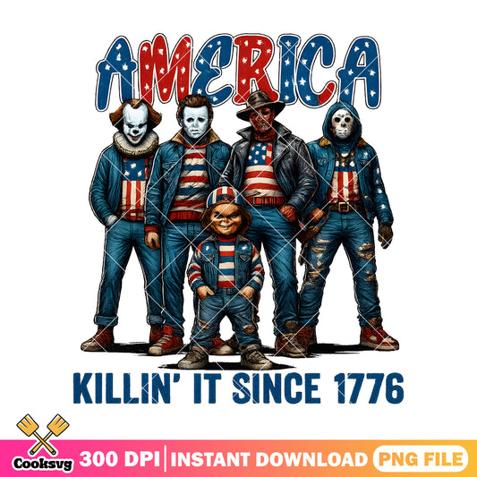 America killin it since 1776 png, america horror​ png, horror movies​ png