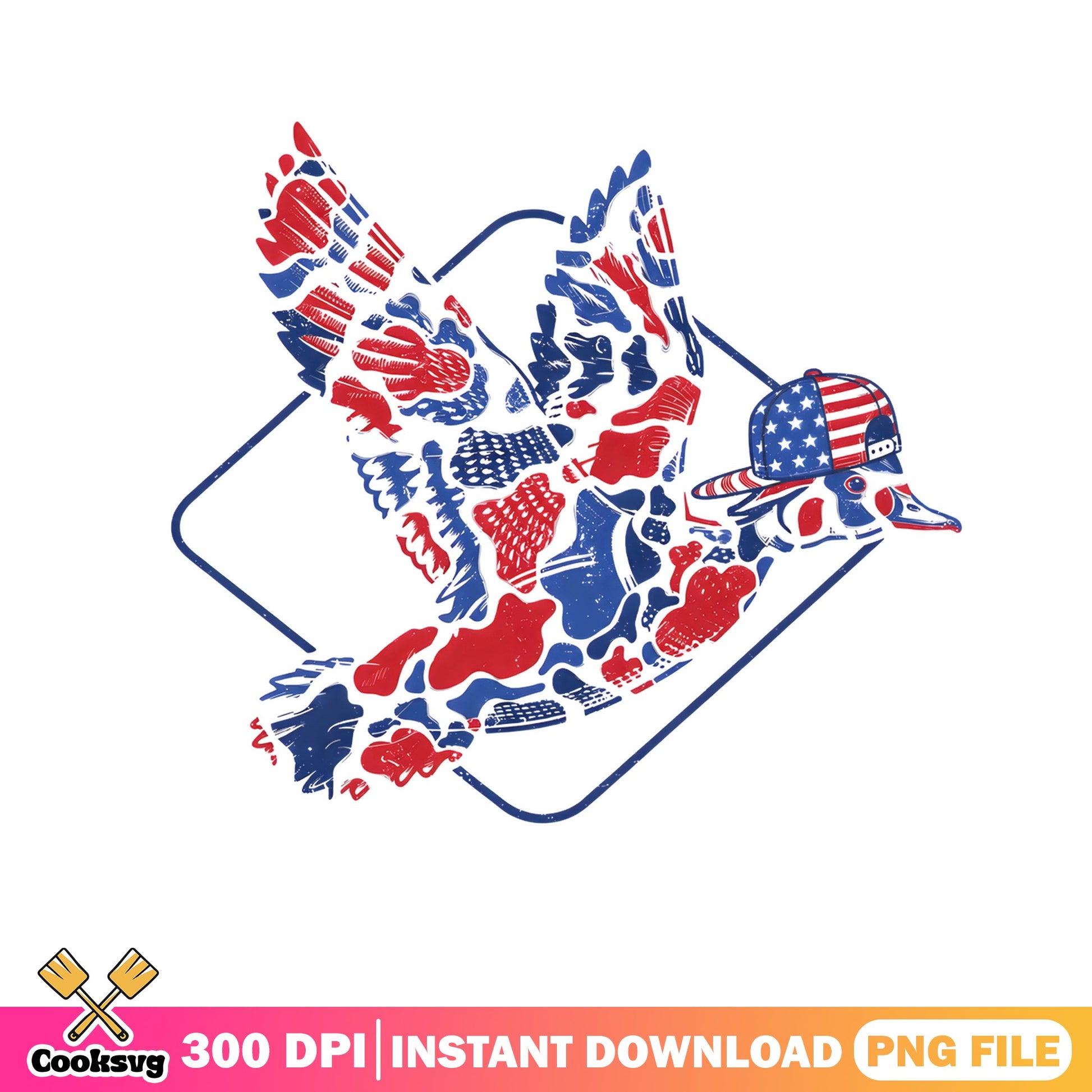 American Flag Duck 4th Of July PNG, Patriotic Duck PNG, USA PNG