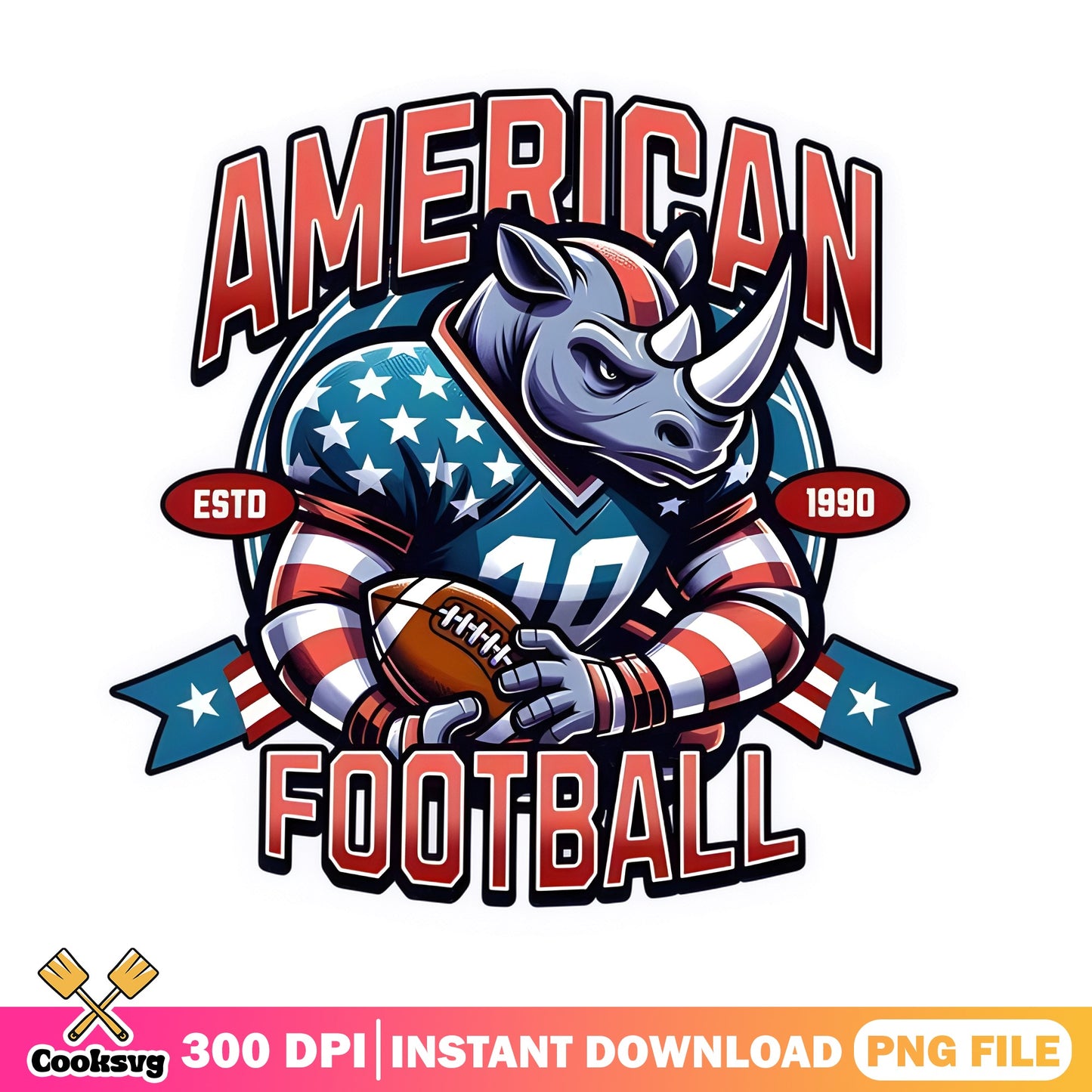 American Football Rhino PNG, Football Mascot PNG, USA Sports PNG