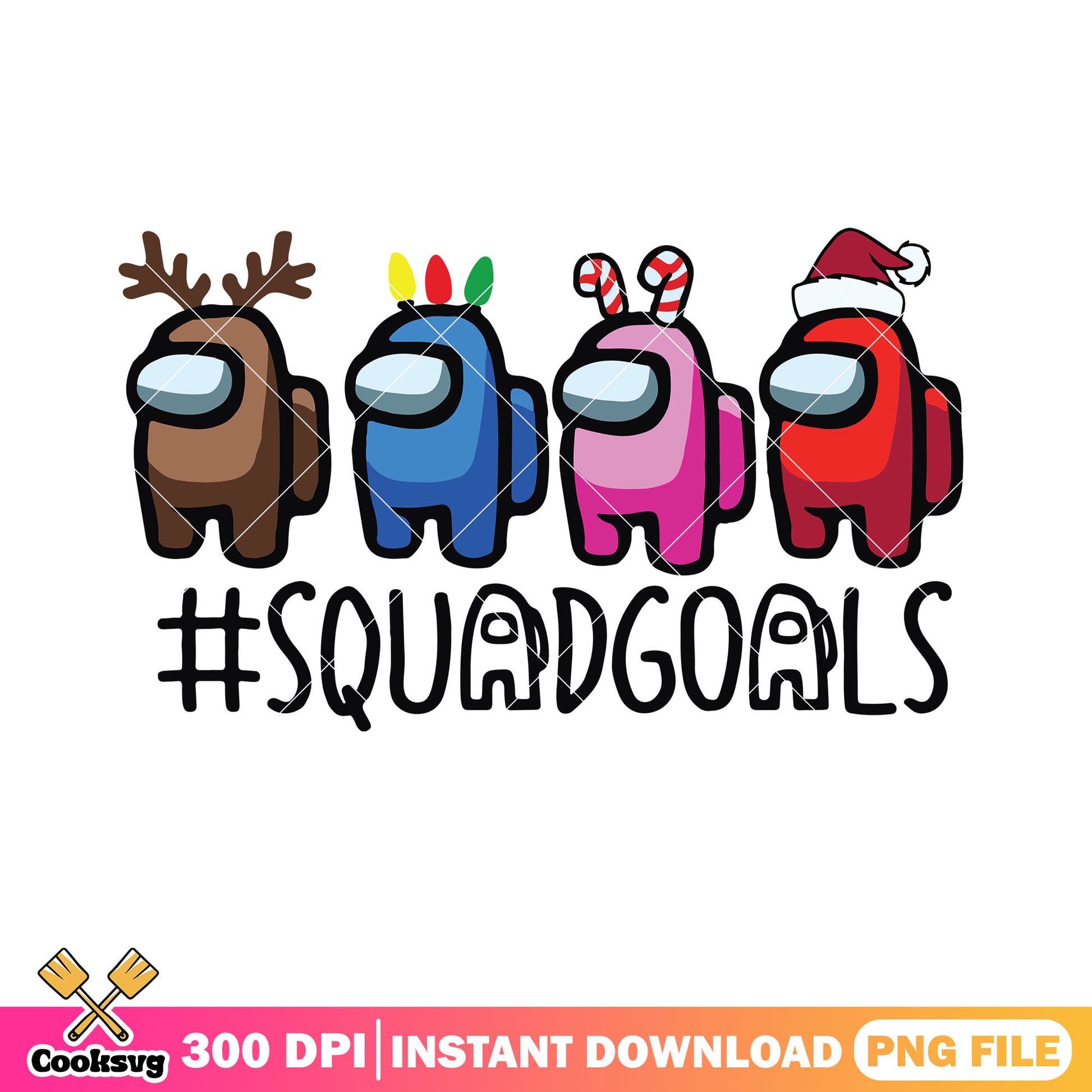 Among us christmas characters​ png, among us light png, santa hat png