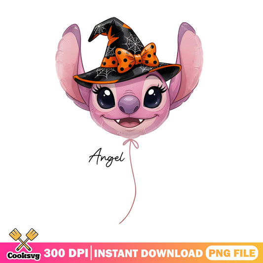 Angel Stitch Halloween Balloon PNG, Disney Halloween PNG, Witch PNG