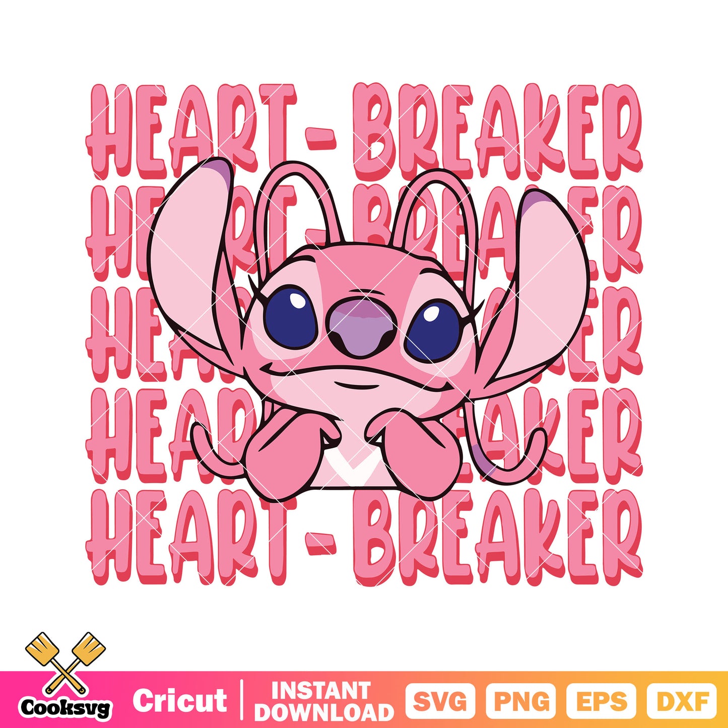 Angel disney heart breaker valentine svg, stitch valentine svg