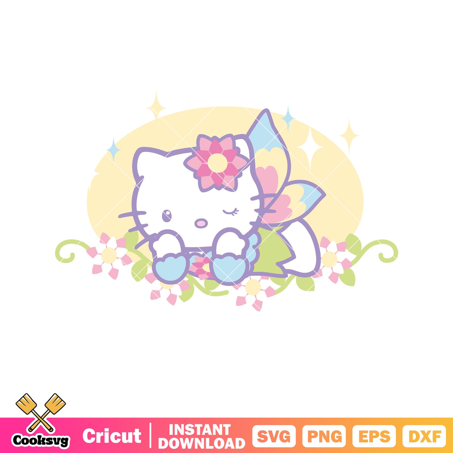 Angel hello kitty cartoon svg file, hello kitty show svg