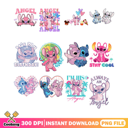 Angel stitch disney png bundle, disney angel png, angel stitch png