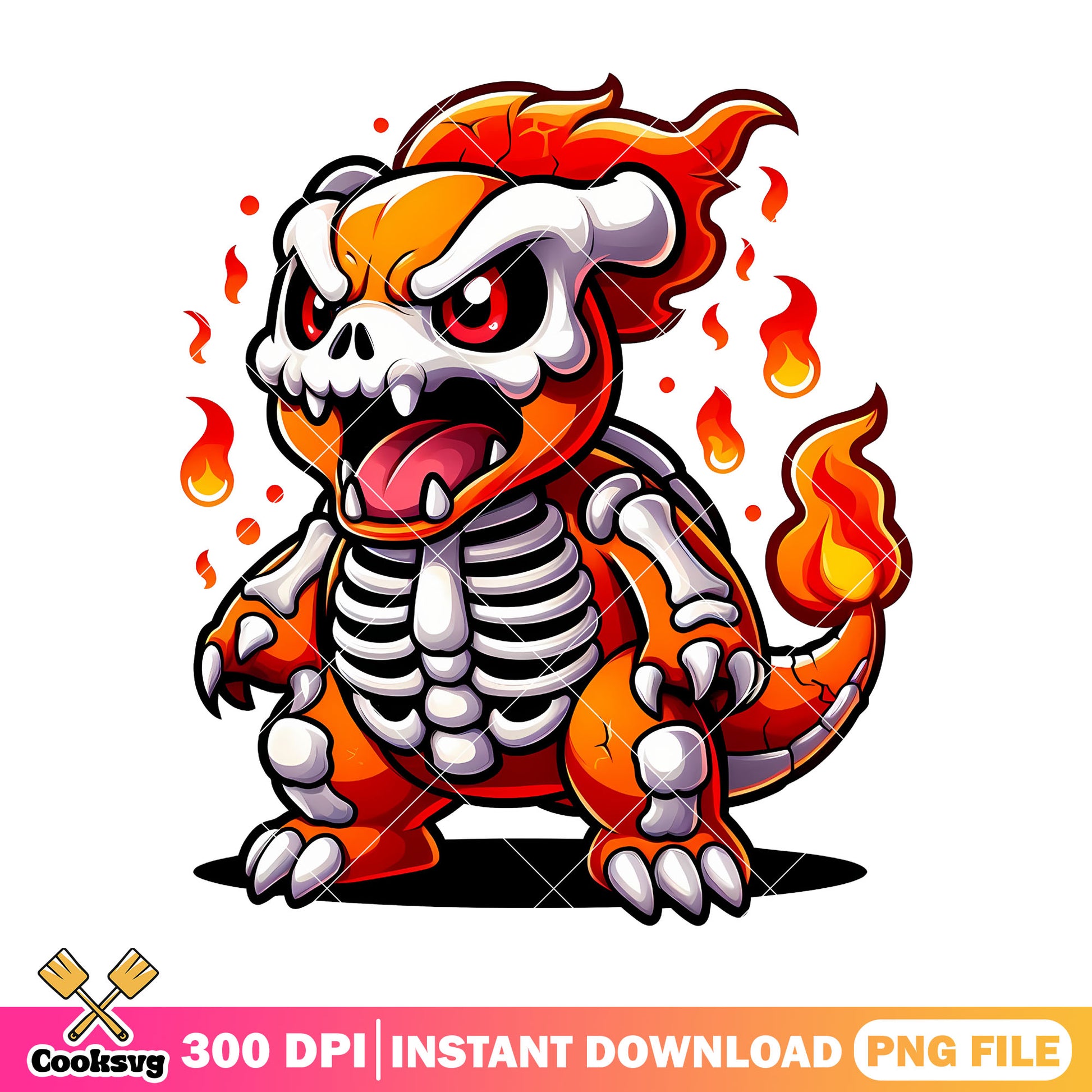 Angry charmeleon skeleton png, charmeleon​ png, halloween png