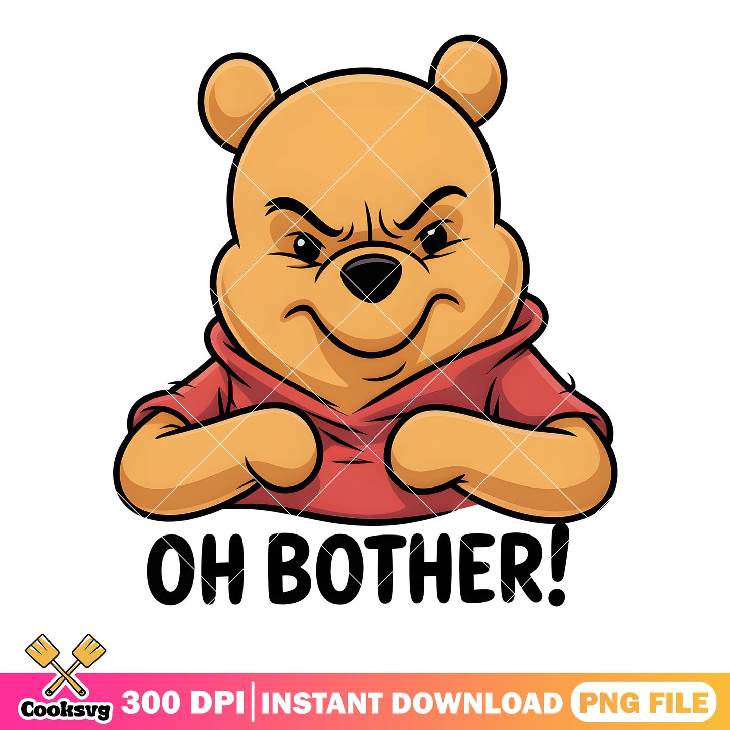 Angry pooh oh bother png, disney pooh bear png, disney card png