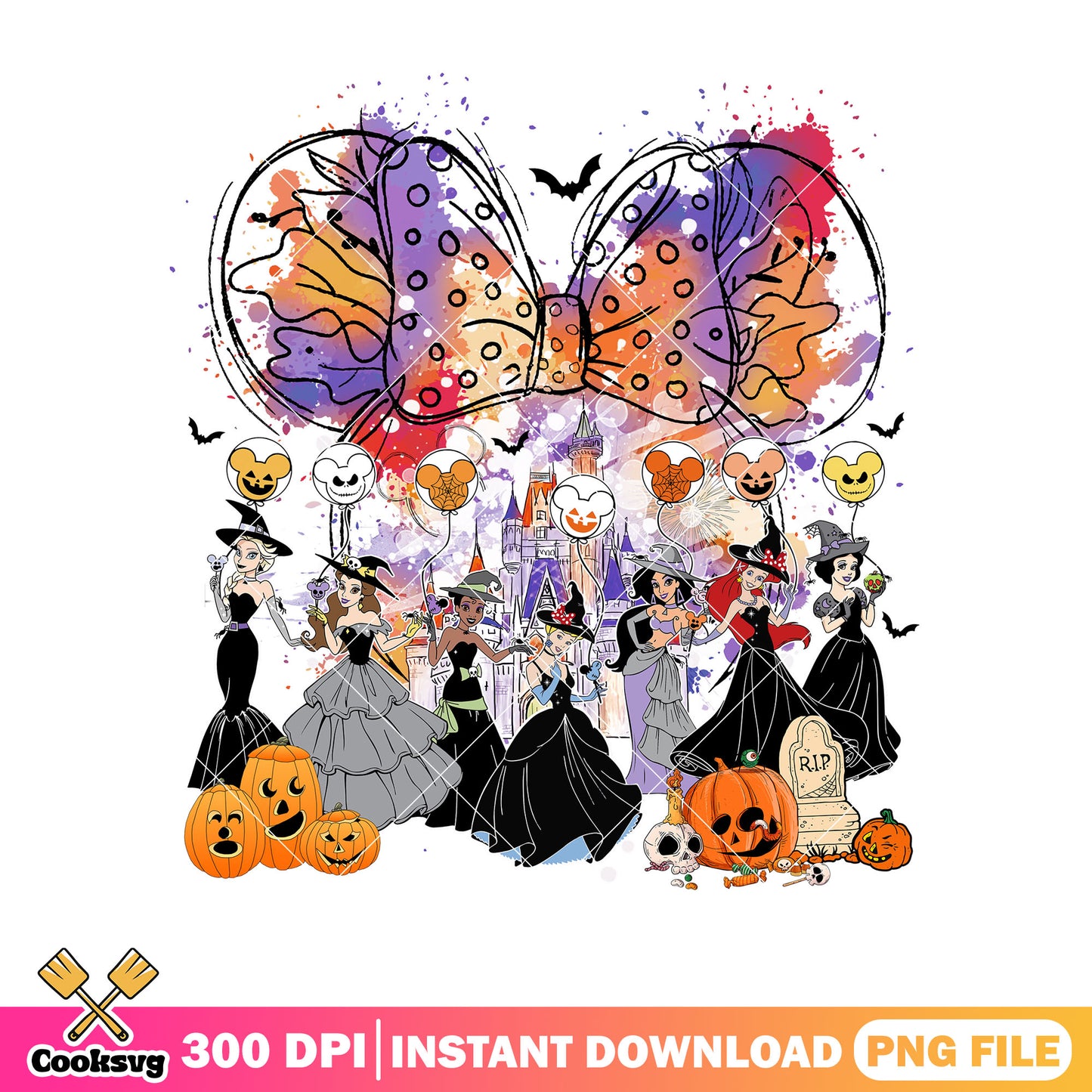 Animated princess witches png, happy halloween png, princess disney png