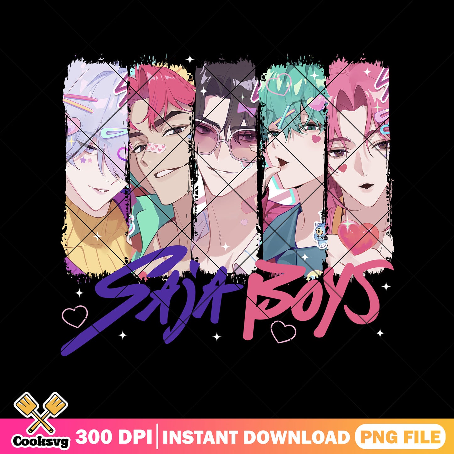 Anime boys saja band png, kpop saja png, kpop demon hunters png