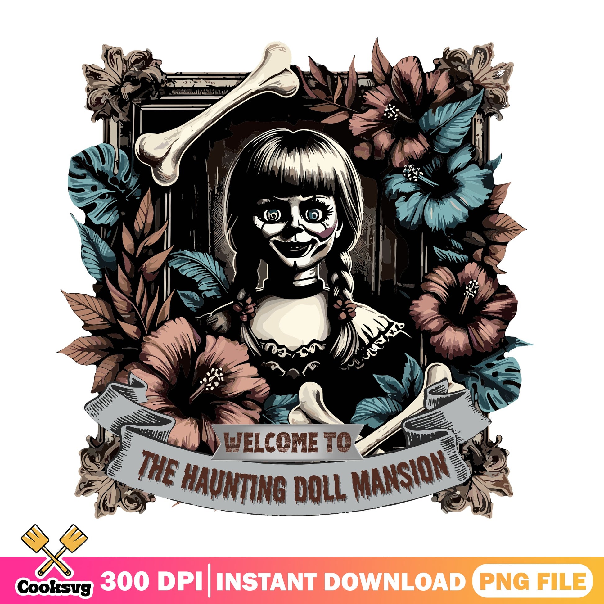 Annabelle Haunting Doll Mansion PNG, Horror Doll PNG, Halloween PNG