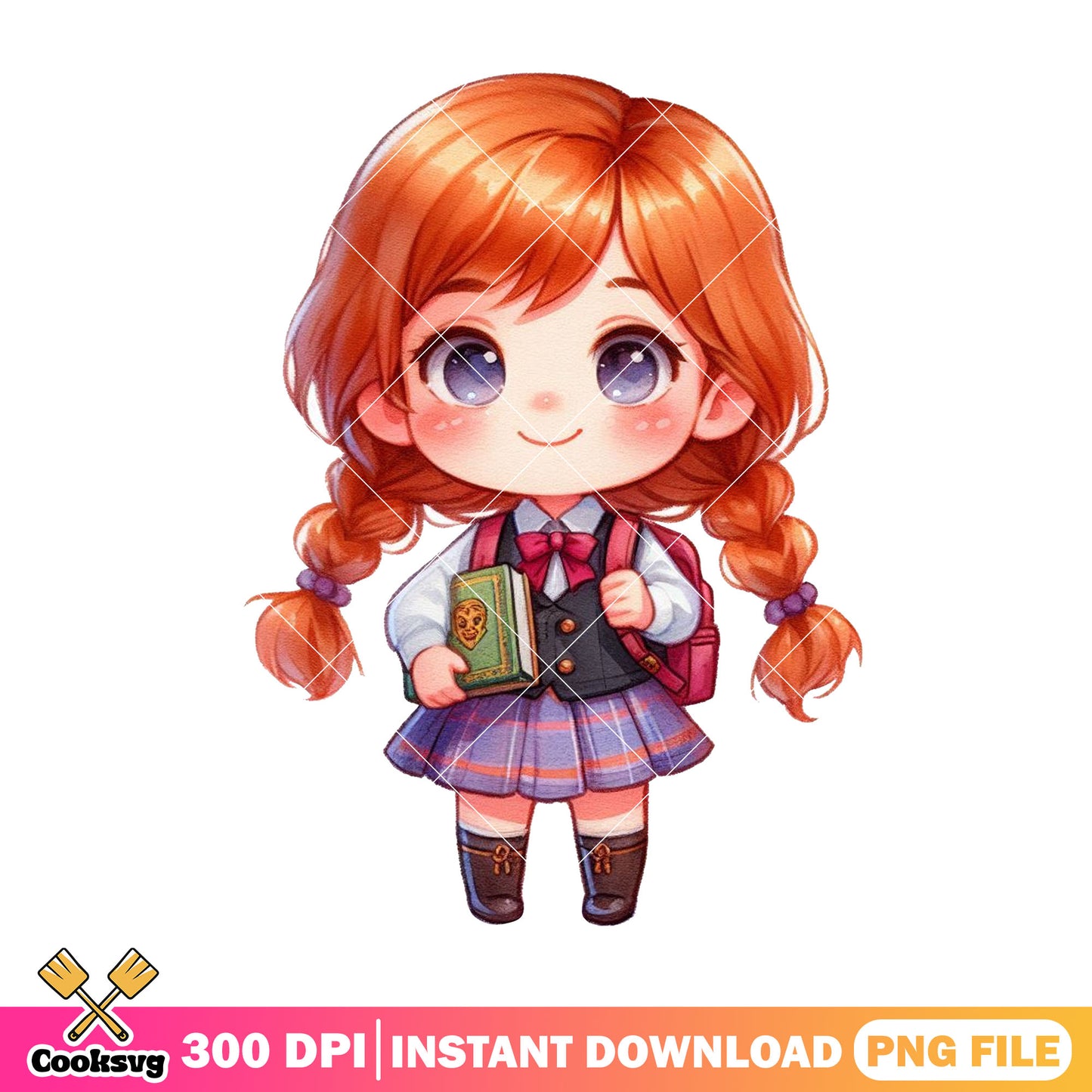 Anna chibi png, back to school cast png, disney princess standing​ png