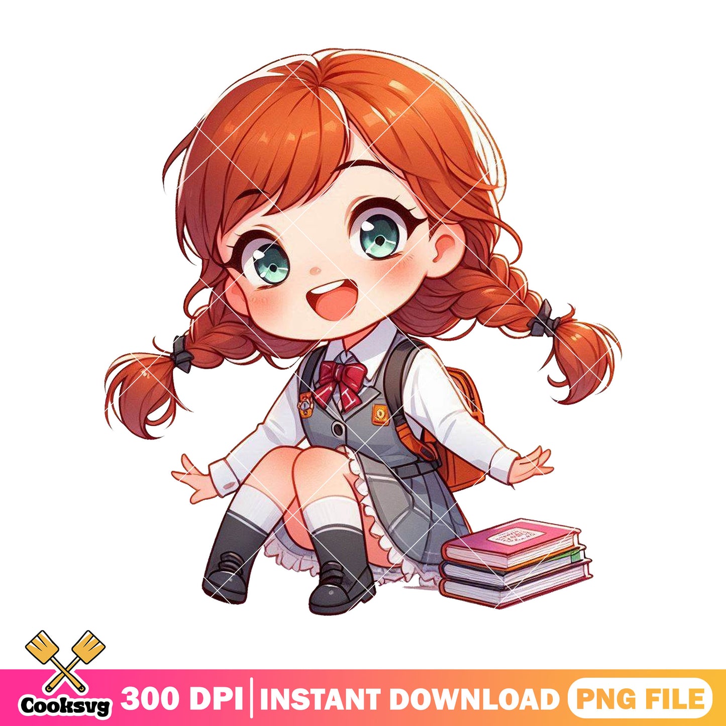 Anna sitting png, disney art png,​ back to school outfit png