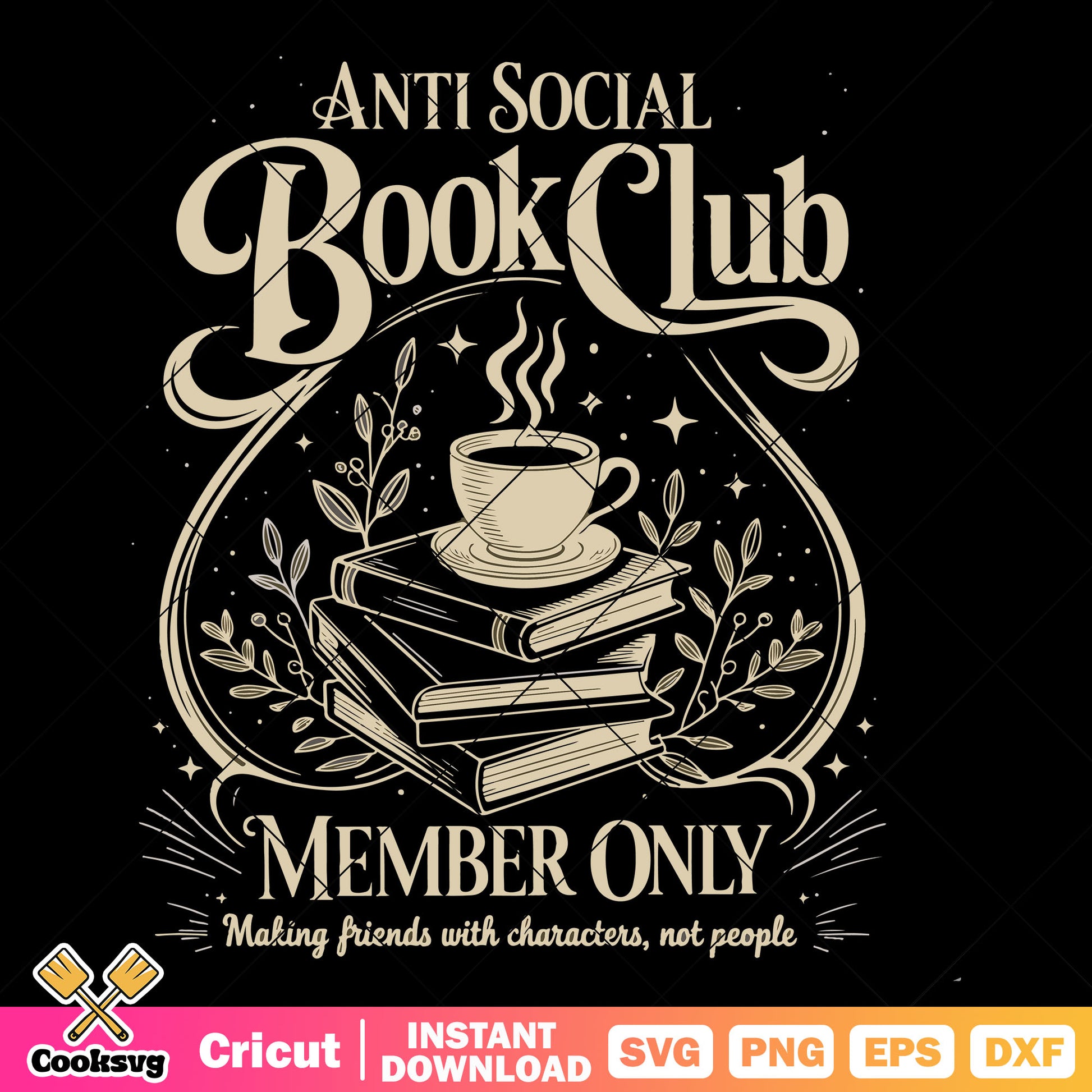 Anti social book club svg, book club svg, book quotes svg