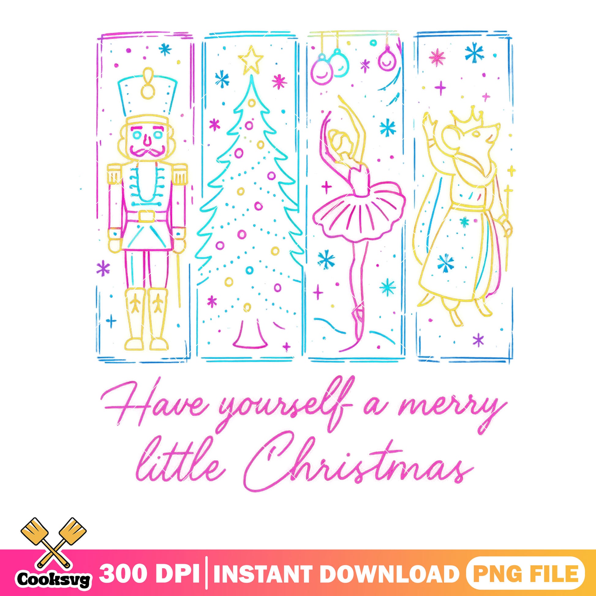 A nutcracker neon christmas png, king mouse png, christmas tree png