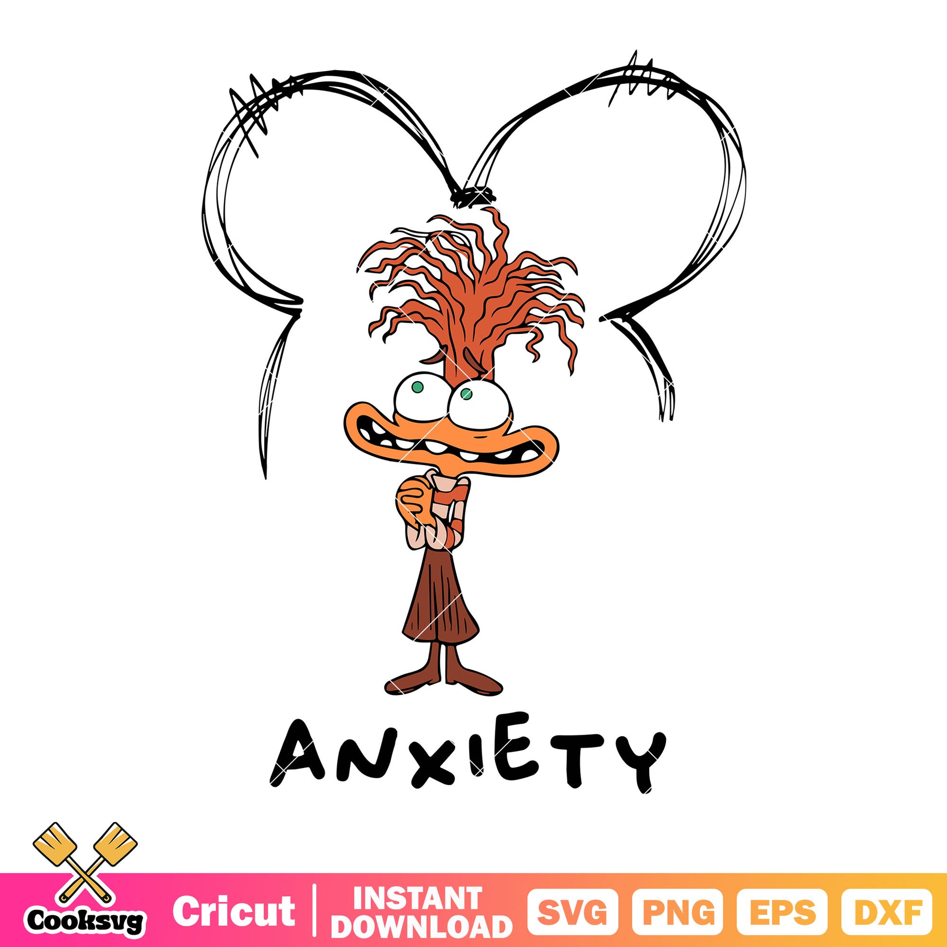 Anxiety character svg, inside out 2 svg, disney movie svg