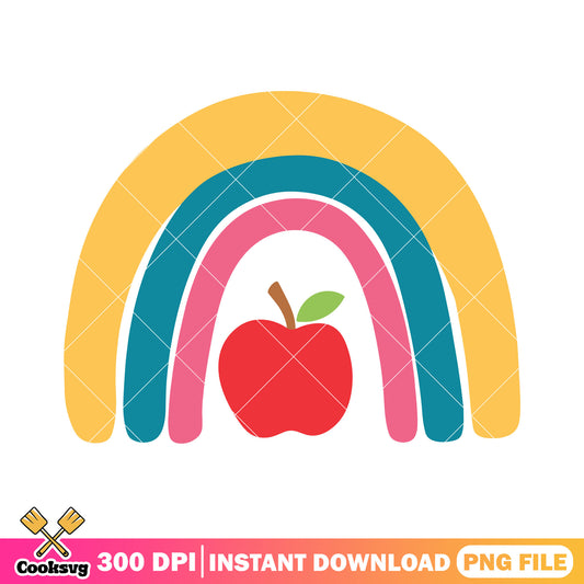 Apple rainbow png, apple design png, back to school art png