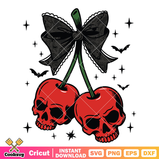 Apple skull bow tie svg, skull halloween svg, apple bow​ svg