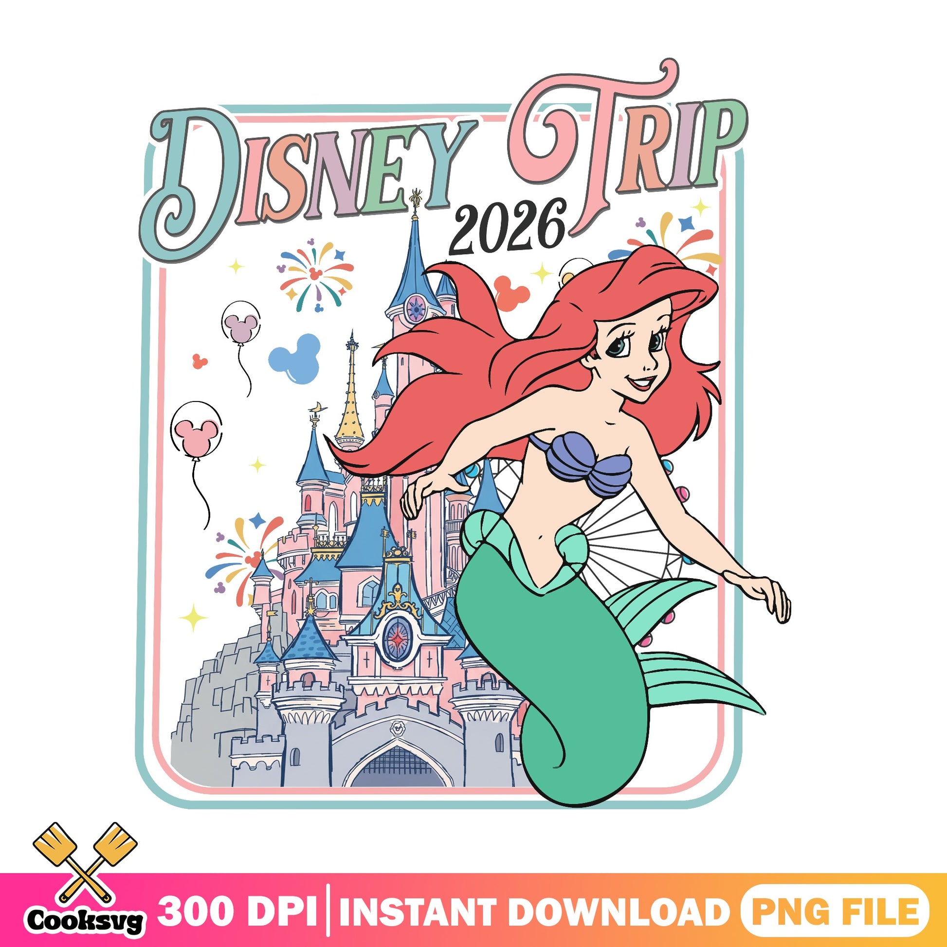 Ariel Little Mermaid Disney Trip 2026 PNG, Disney PNG, Princess PNG