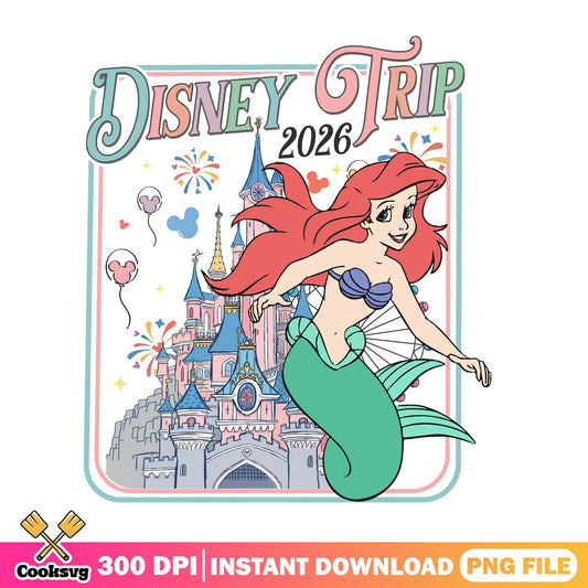 Ariel Little Mermaid Disney Trip 2026 PNG, Disney PNG, Princess PNG