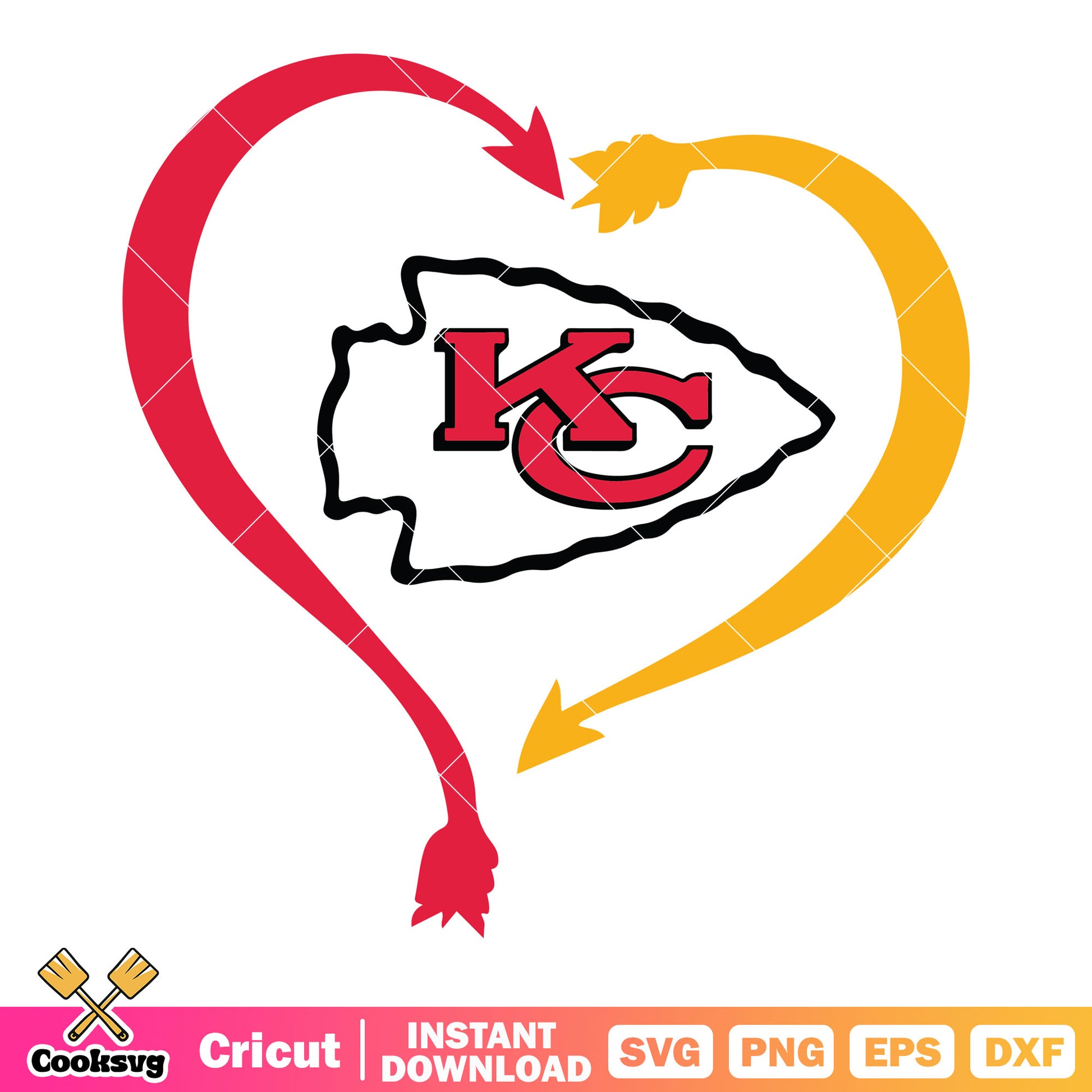Arrow heart kc football svg, kc chiefs svg, usa football svg