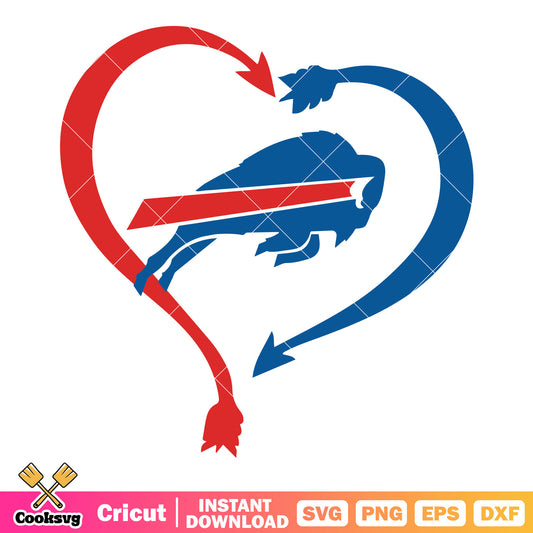 Arrow heart mad buffalo svg, buffalo bills​ svg, super bowl svg