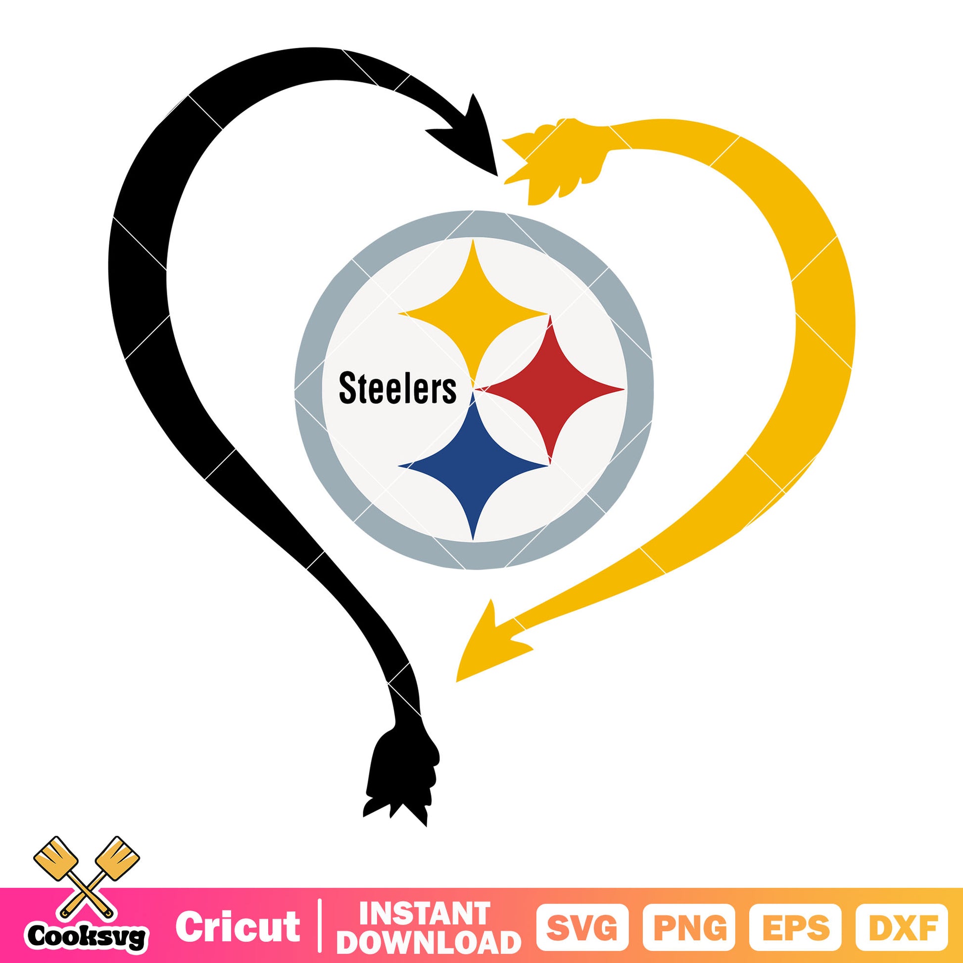 Arrow heart steeler logo svg, nfl logo svg, steelers svg