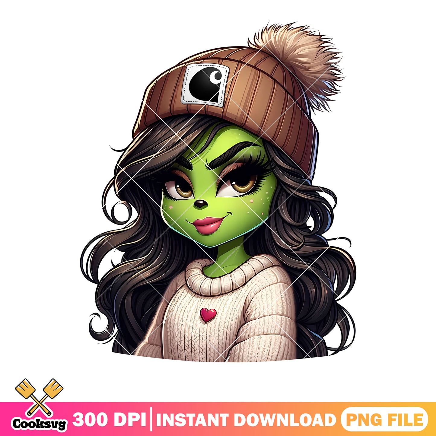 A sexy grinch girl brown clothes png, christmas poster png, the grinch png