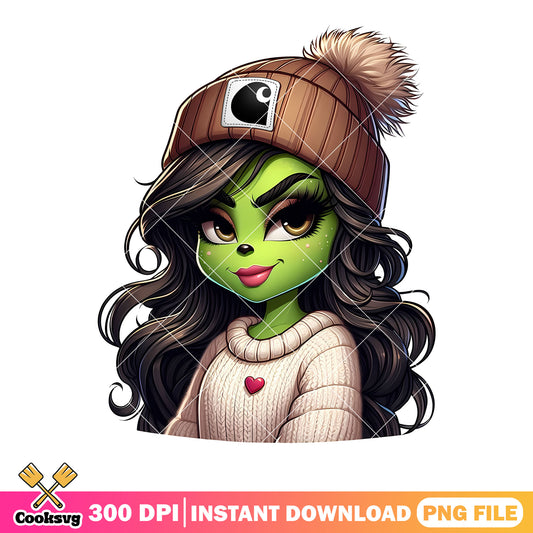 A sexy grinch girl brown clothes png, christmas poster png, the grinch png