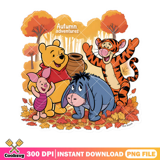 Atumn adventure pooh png, winnie the pooh png, pooh friends png