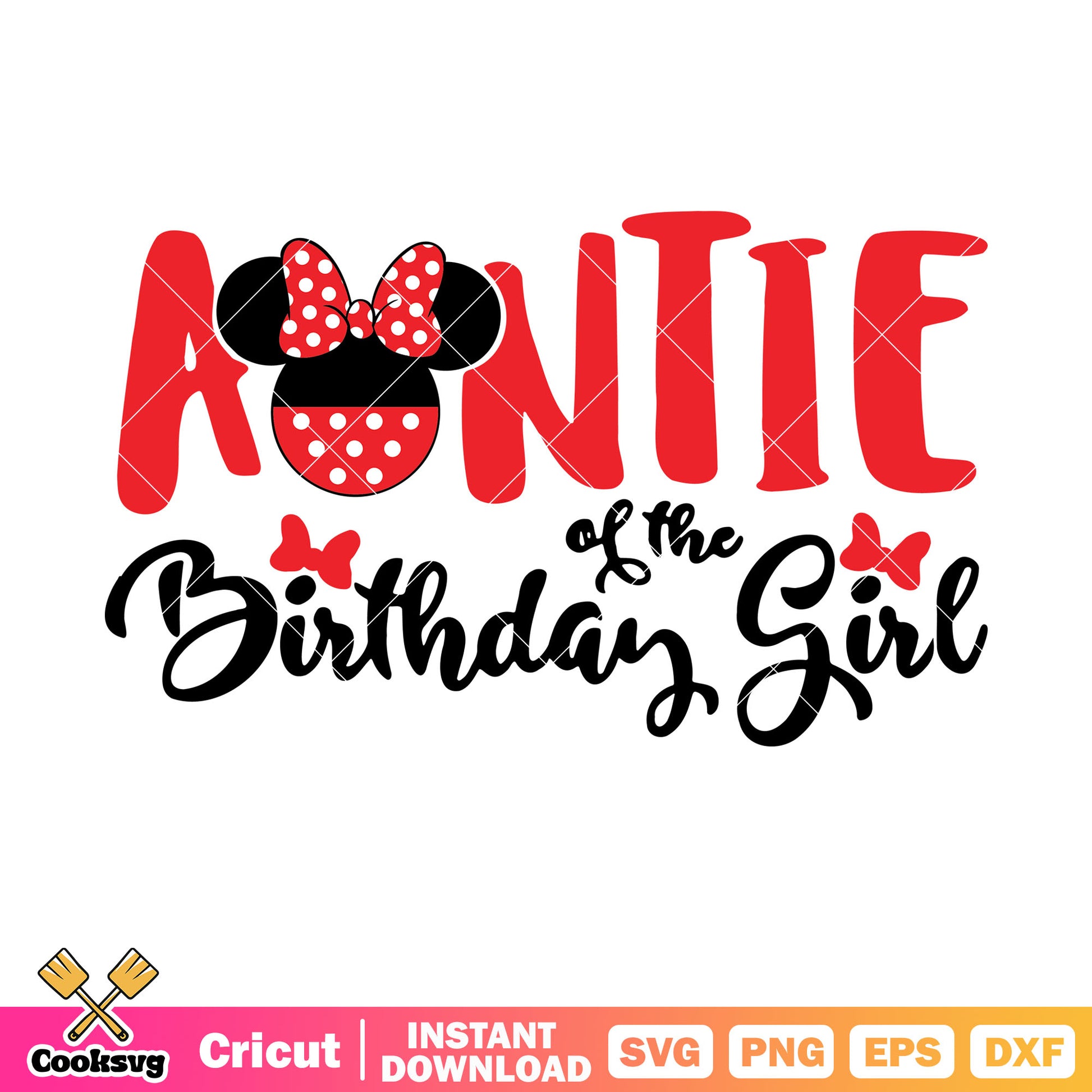 Auntie of the birthday girl svg, minnie mouse head costume​ svg