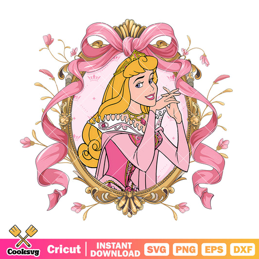 Aurora princess pink bow tie mirror png, aurora disney​ png
