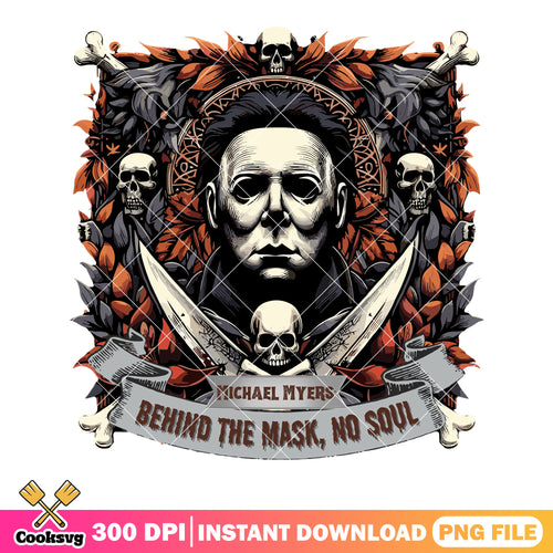 Autumn leaf Micheal myers png, skull skeleton png, halloween scary png