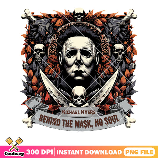 Autumn leaf Micheal myers png, skull skeleton png, halloween scary png