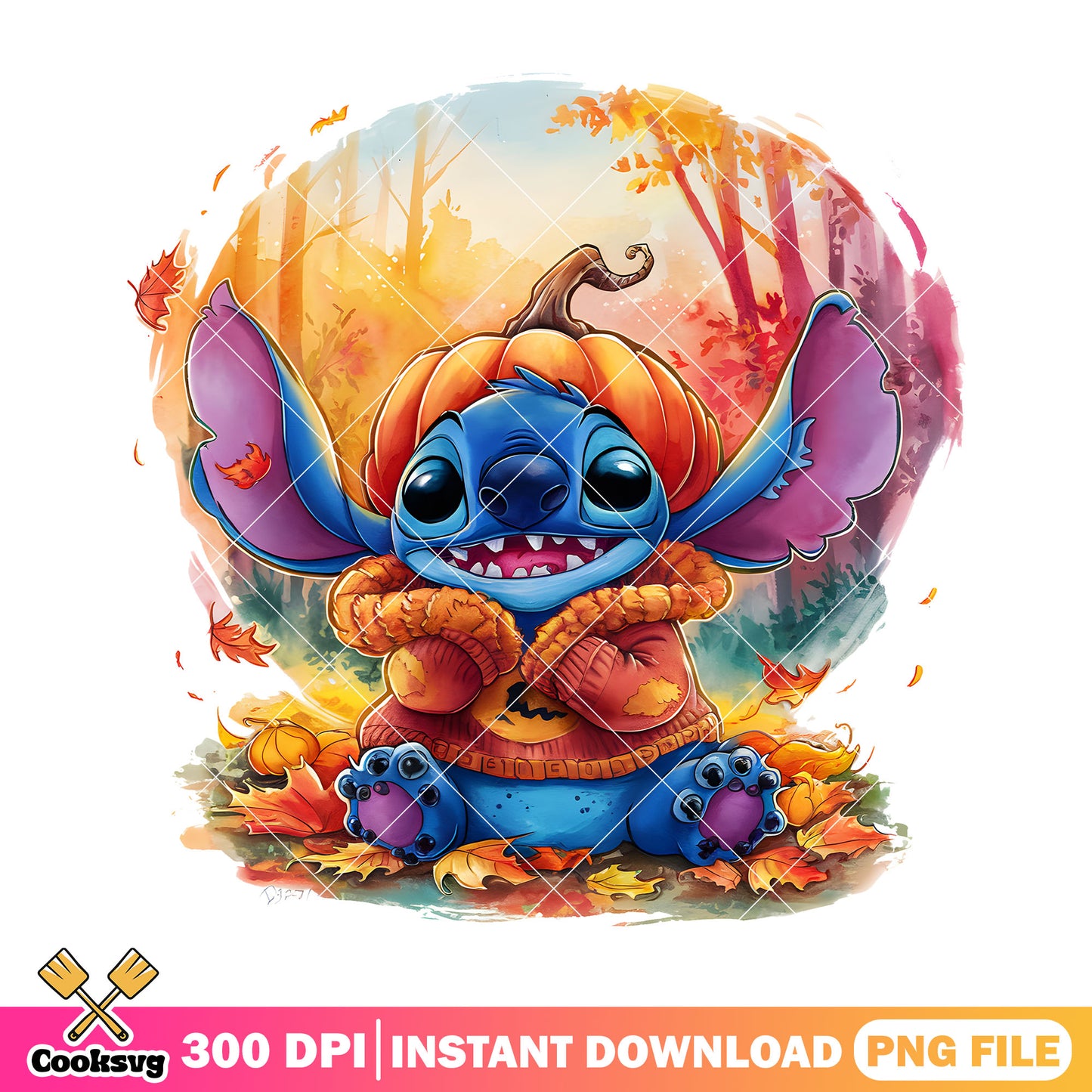 Autumn pumpkin stitch png, halloween movie png, disney plus png