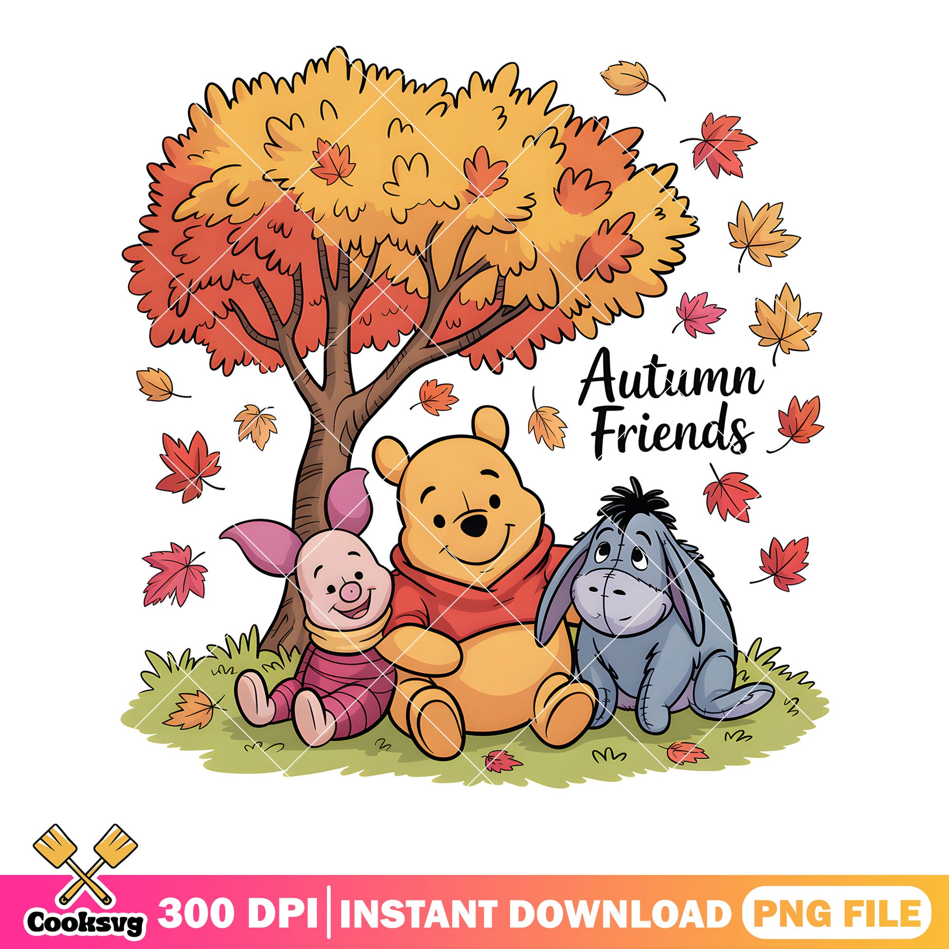 Autumn vibes friends with pooh png, pooh and piglet png,​ disney eeyore png