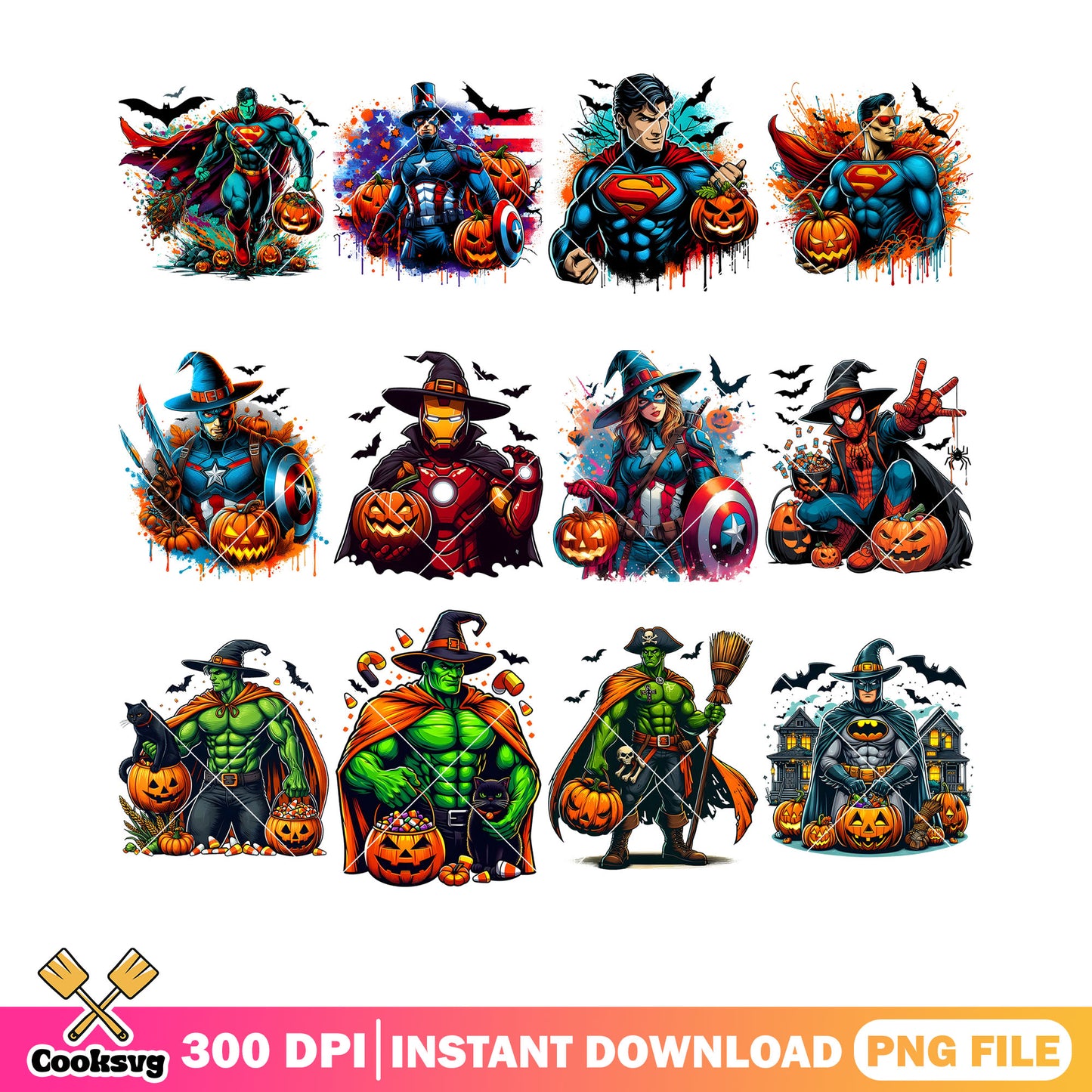 Avenger scary team png bundle, spider man png, captain america woman​ png