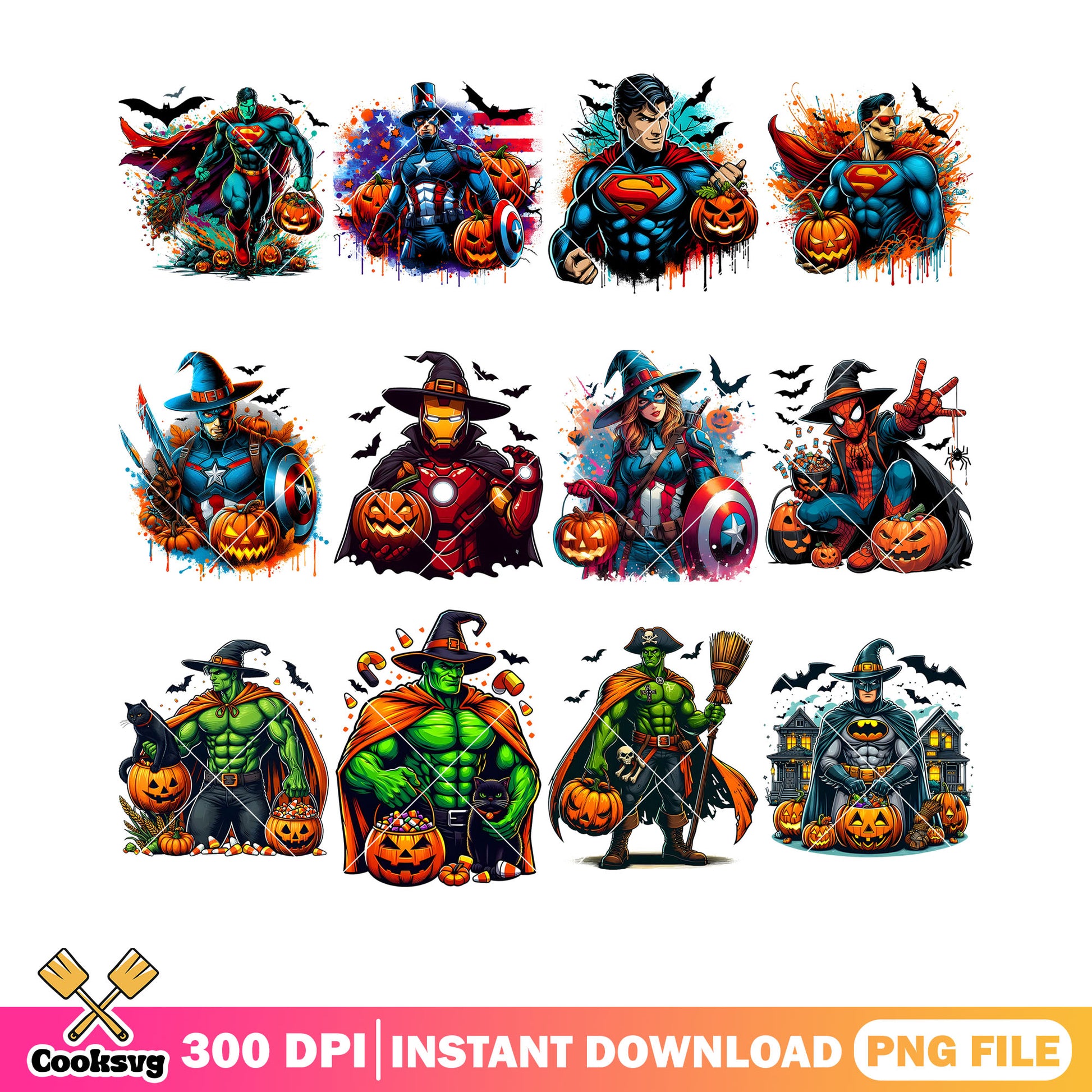Avenger scary team png bundle, spider man png, captain america woman​ png