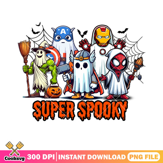 Avengers spooky png, ghost costume png, marvel halloween png