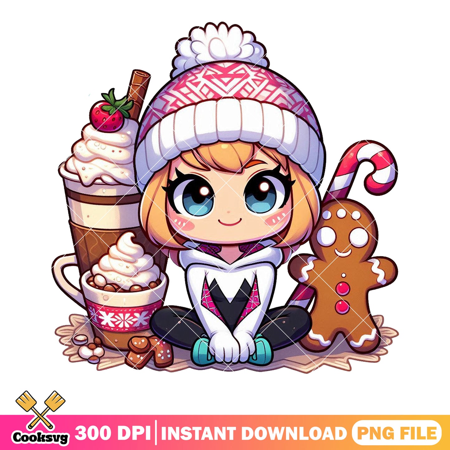 A white spidy christmas png, gwen stacy png, christmas cards png
