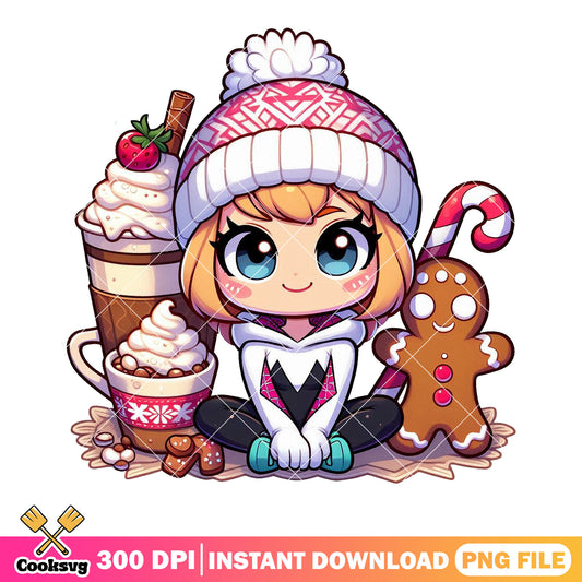 A white spidy christmas png, gwen stacy png, christmas cards png