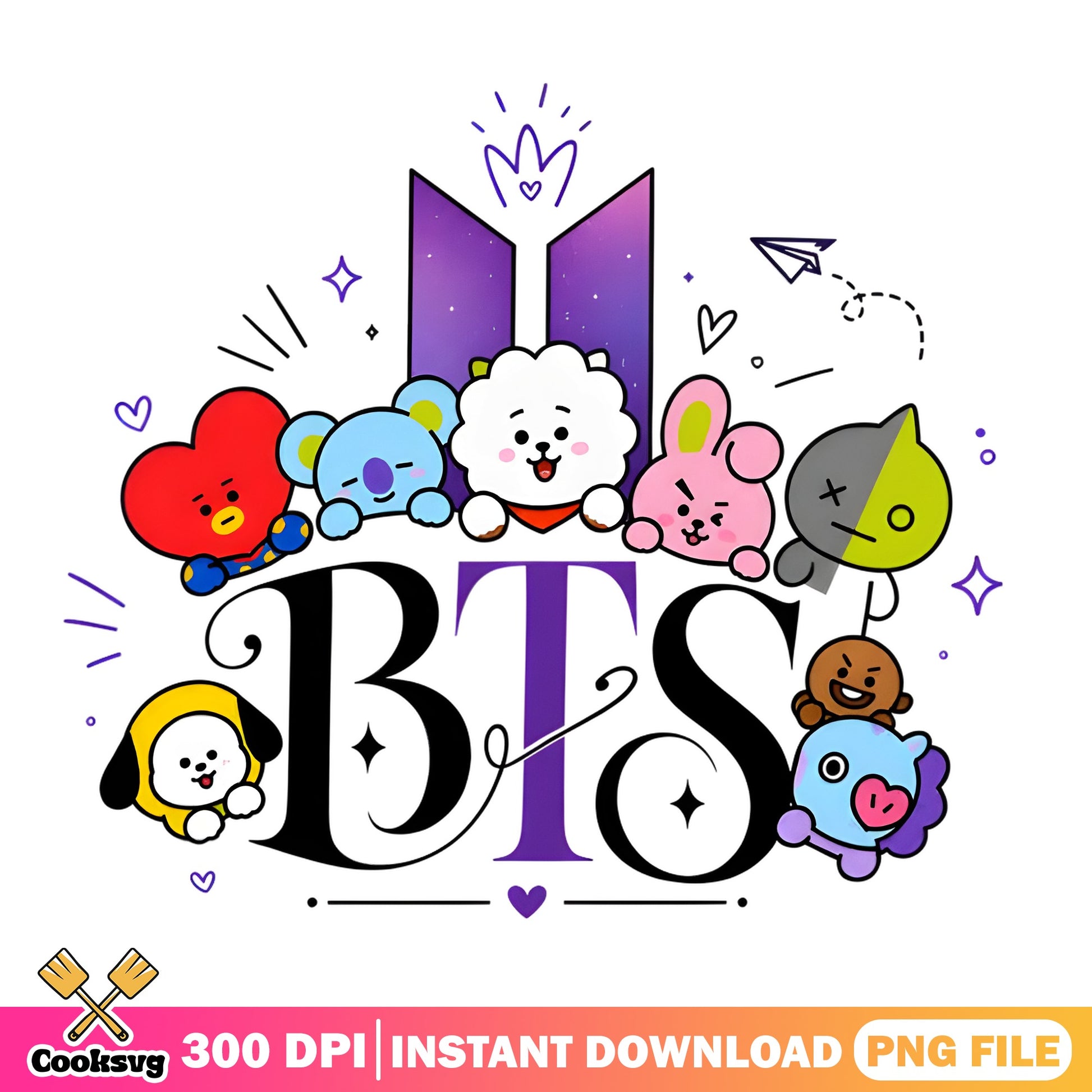 BTS BT21 Characters Bundle PNG, Kpop Clipart PNG, BT21 PNG