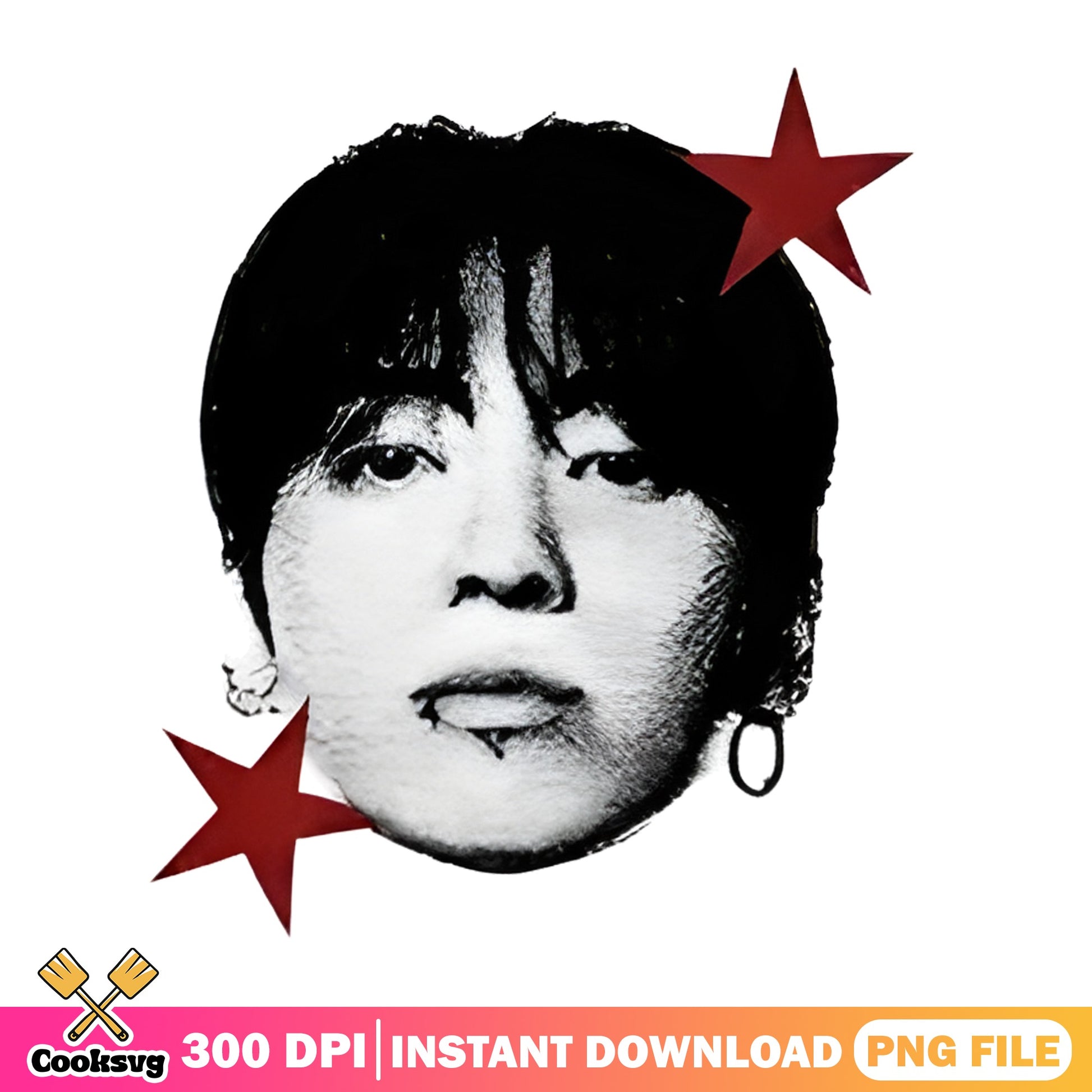 BTS Suga Face Red Star Kpop PNG, Suga PNG, Kpop Fan Art PNG