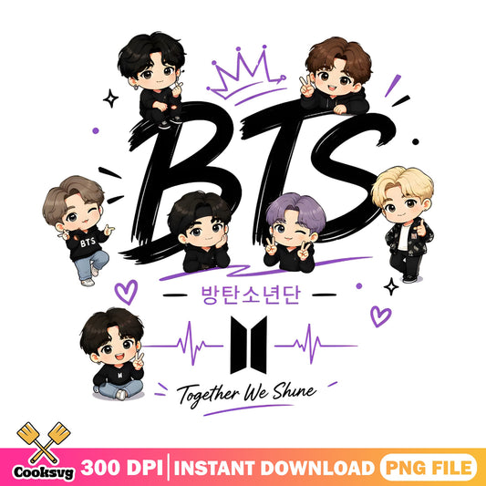 BTS Together We Shine Chibi PNG, Kpop Band PNG, Army PNG