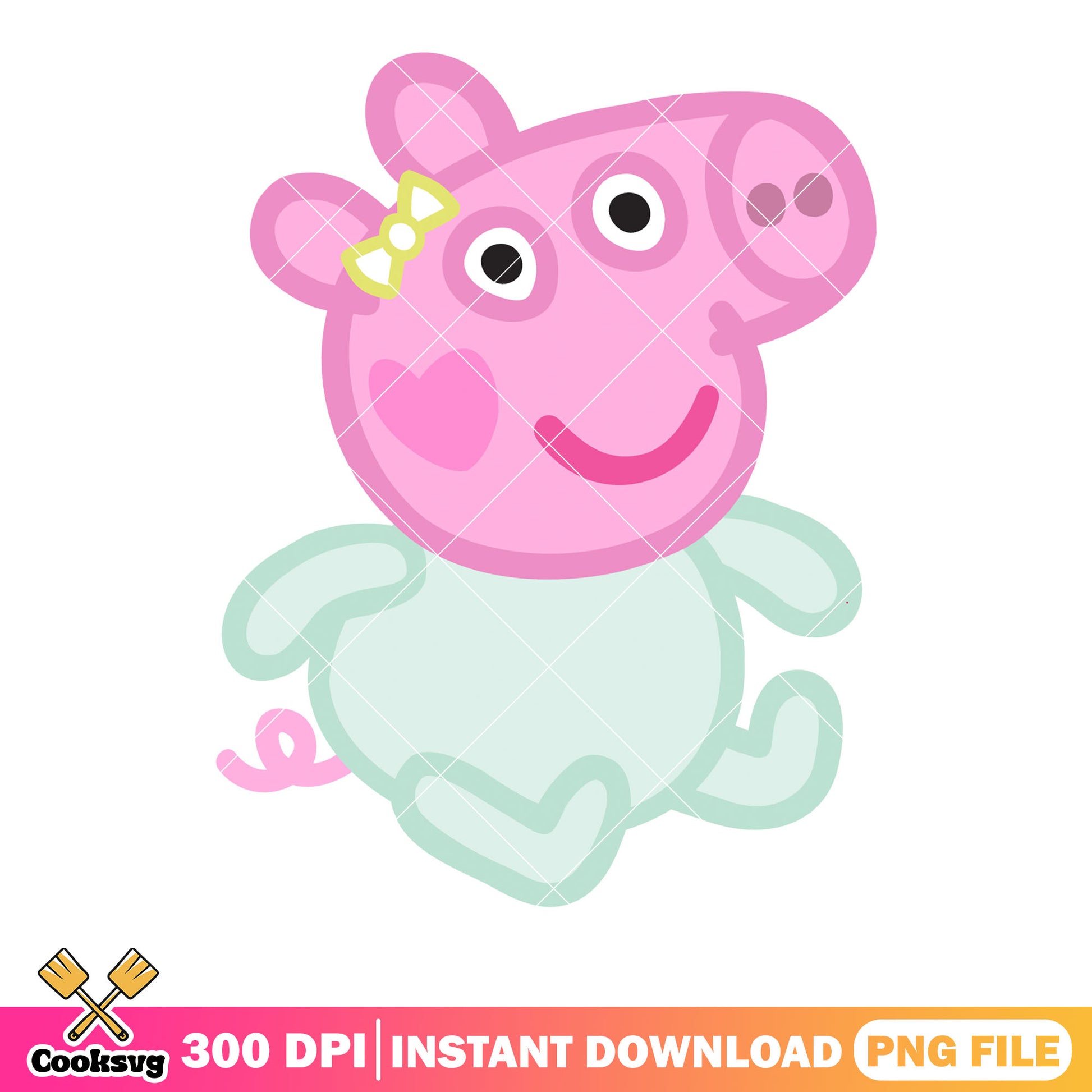 Baby Peppa pig character png,  show for kids png, cute bow tie​ png