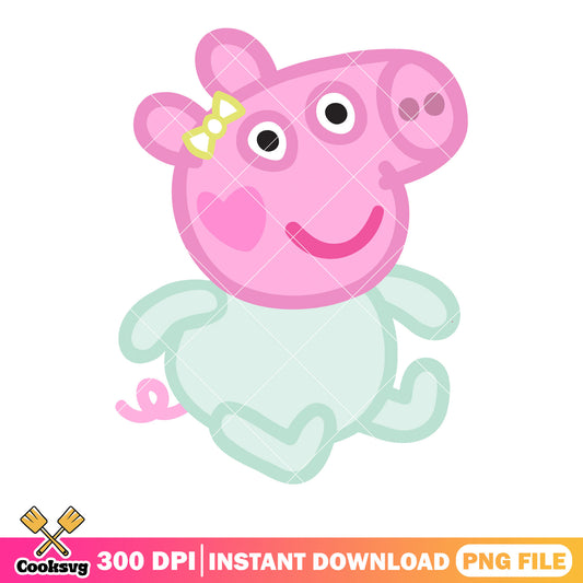 Baby Peppa pig character png,  show for kids png, cute bow tie​ png