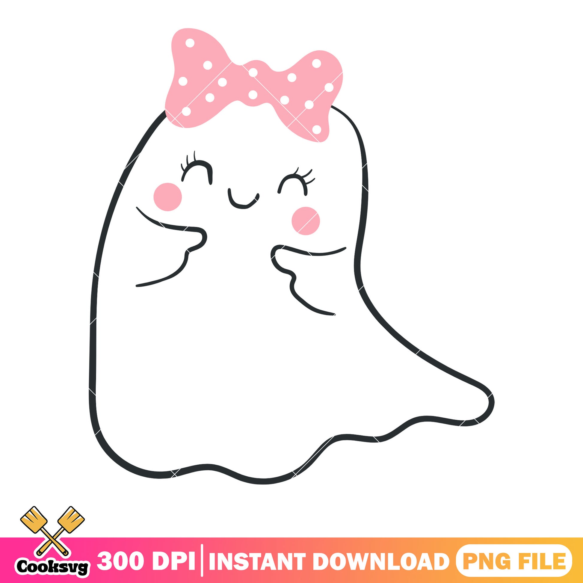 Baby adorable ghots png, pink bow tie png, halloween scary png