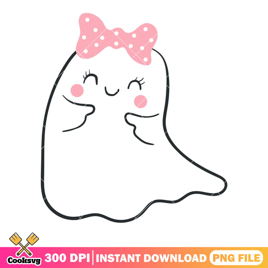 Baby adorable ghots png, pink bow tie png, halloween scary png