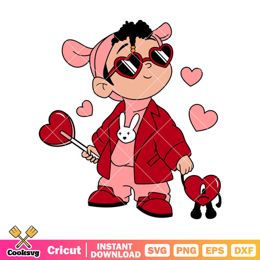 Baby benito and bad bunny svg, bad bunny valenitne svg, valentine day svg